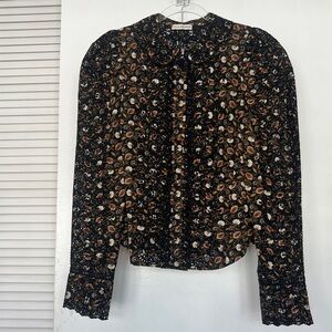 Ulla Johnson Black Floral Blouse